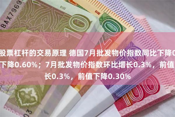 股票杠杆的交易原理 德国7月批发物价指数同比下降0.1%，前值下降0.60%；7月批发物价指数环比增长0.3%，前值下降0.30%